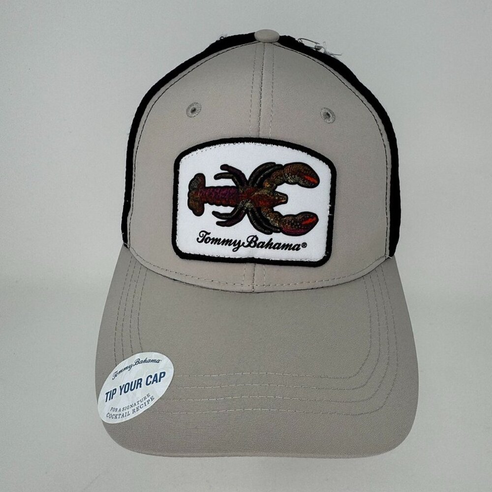 NWT Tommy Bahama Snapback‎ Hat Tan Lobster Fishing Beach Margarita Spellout Mens